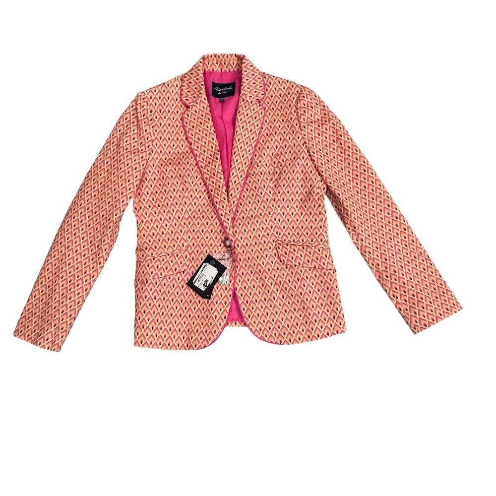 Bariloche Blazer Diamond Print Orange Pink Women’s ES40 Tailored Jacket Spain